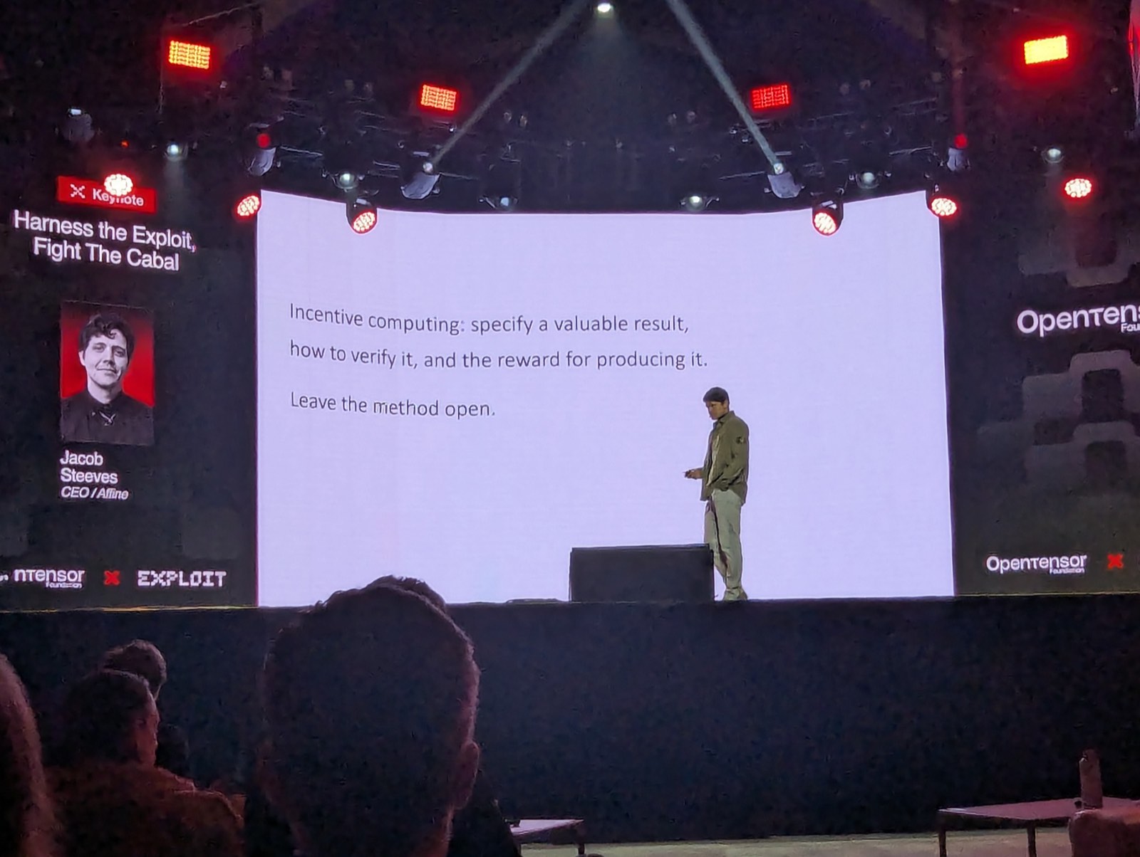 The slide from Const's keynote: incentive computing in three lines